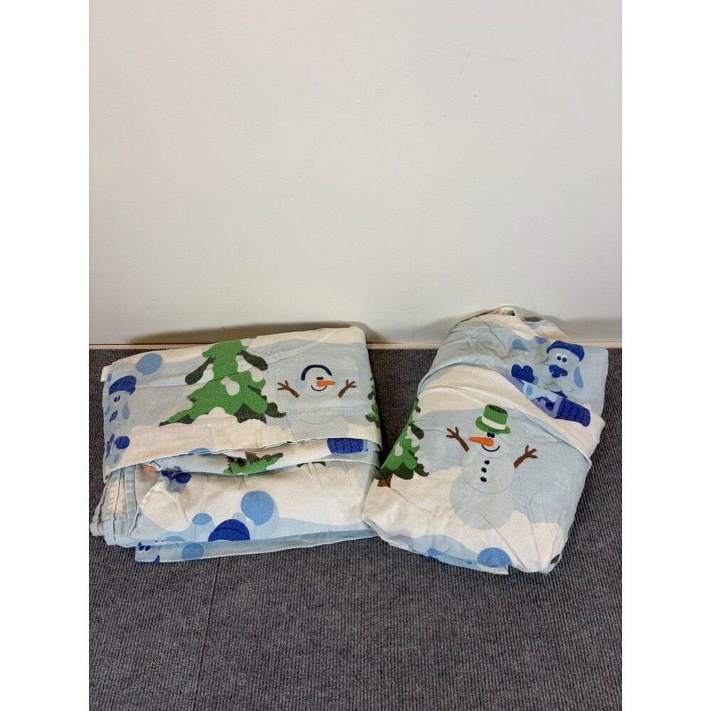 Vintage BLUES CLUES WINTER SNOW CHRISTMAS Cotton Rare  Twin Flat Fitted Sheet